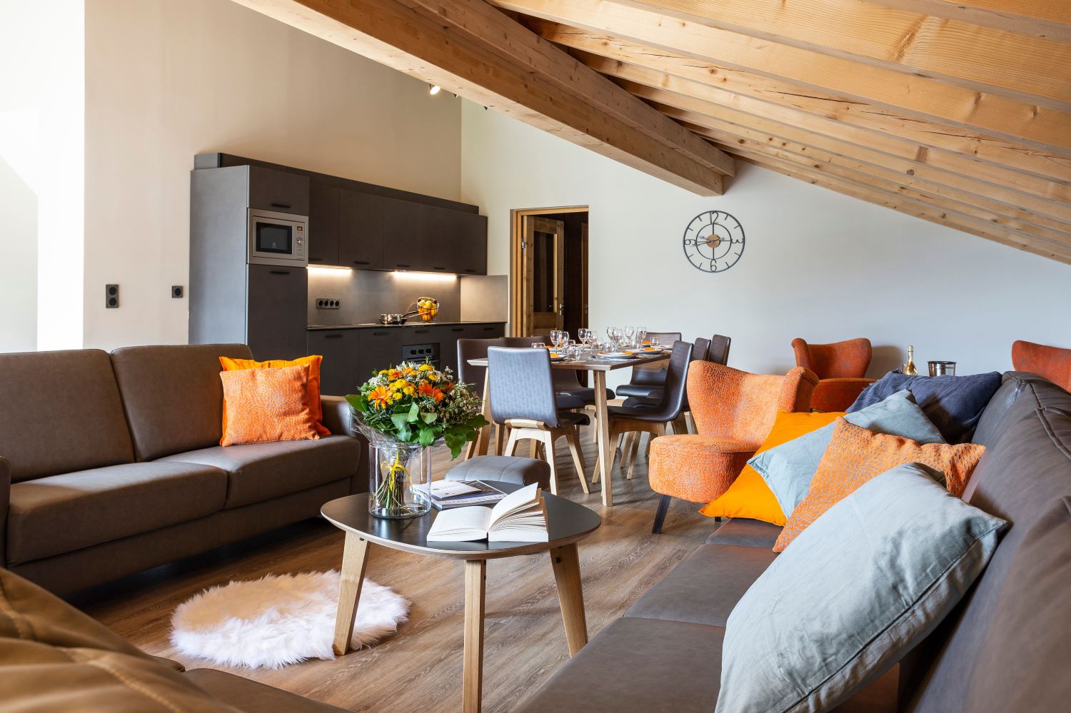 Residence Daria-I-Nor Alpe d'Huez - Apartments contemporary open plan living dining and kitchen