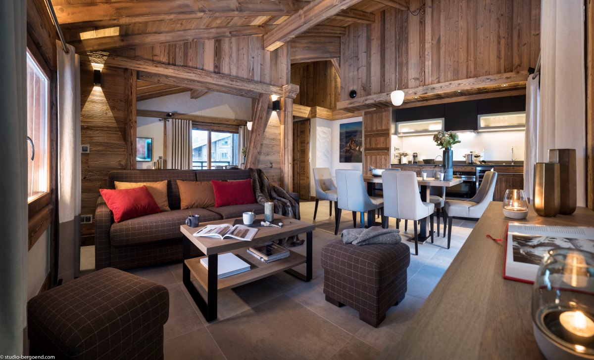 Residence Le Cristal de Jade Chamonix - Bright open planned living dining kitchen