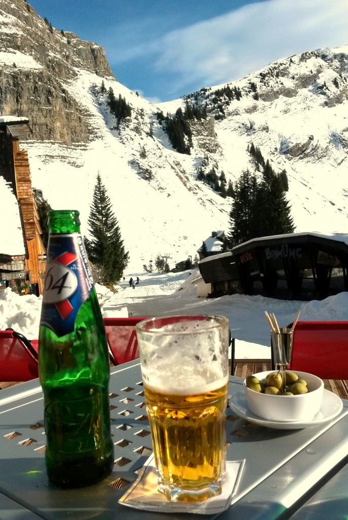 Cold Beer at the Hotel des Dromonts in Avoriaz