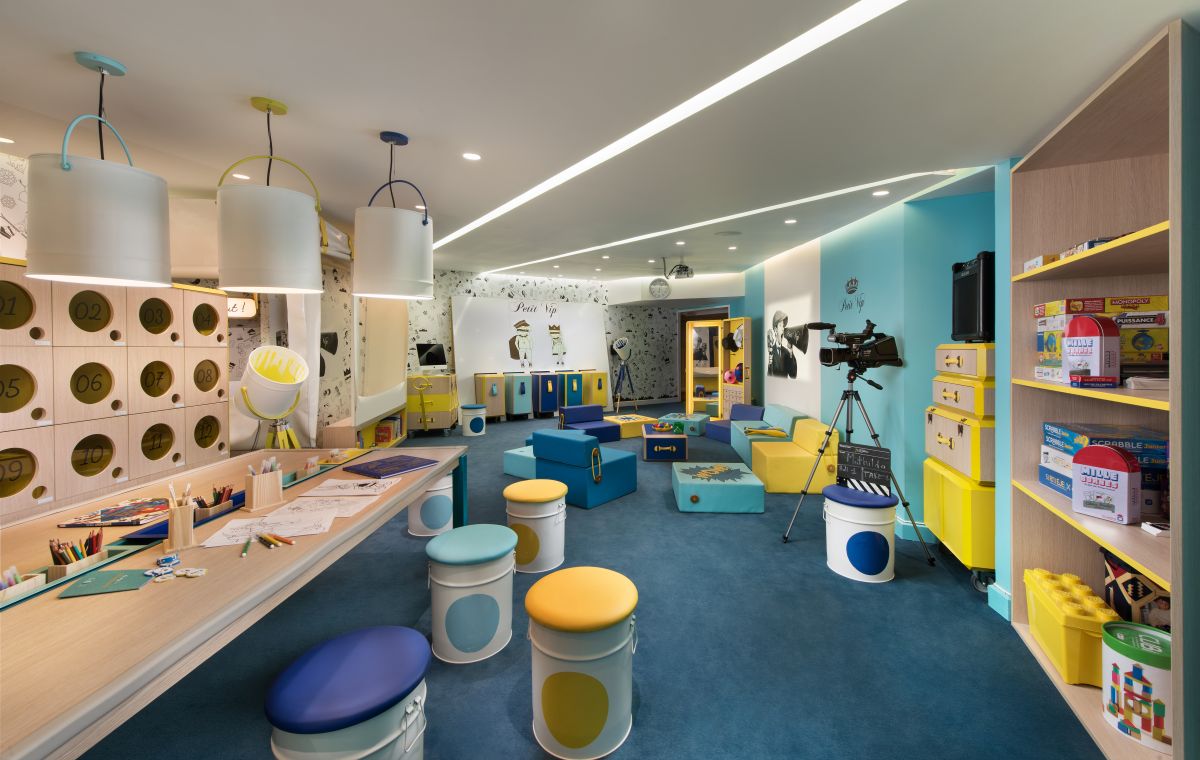 Hotel Fouquet's Courchevel - Childrens play rom with games soft seating pencils paper colouring pens