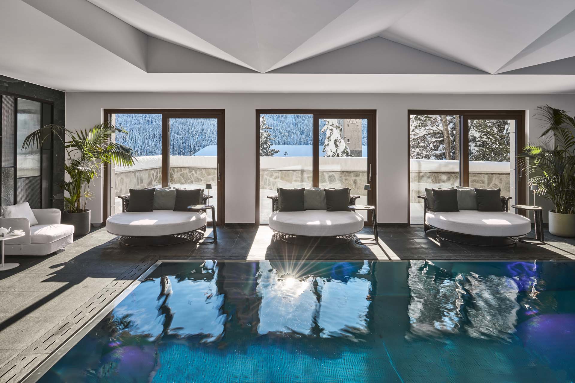 The beautiful indoor pool at Hotel Grace La Margna | Ski Holidays Everyone Will Love