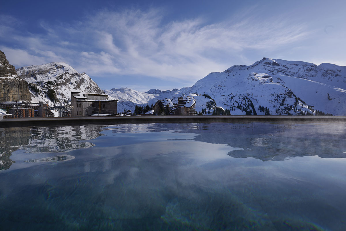 Hotel Mil8 Avoriaz - Hotel outdoor pool with mountain views